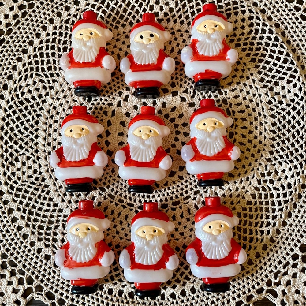 Vintage Santa Blow Mold Christmas Light Covers Set Of 9
